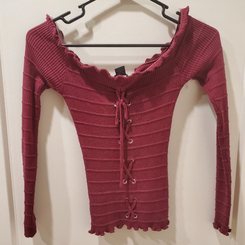 rue21 Ribbed Knit Off Shoulder Top